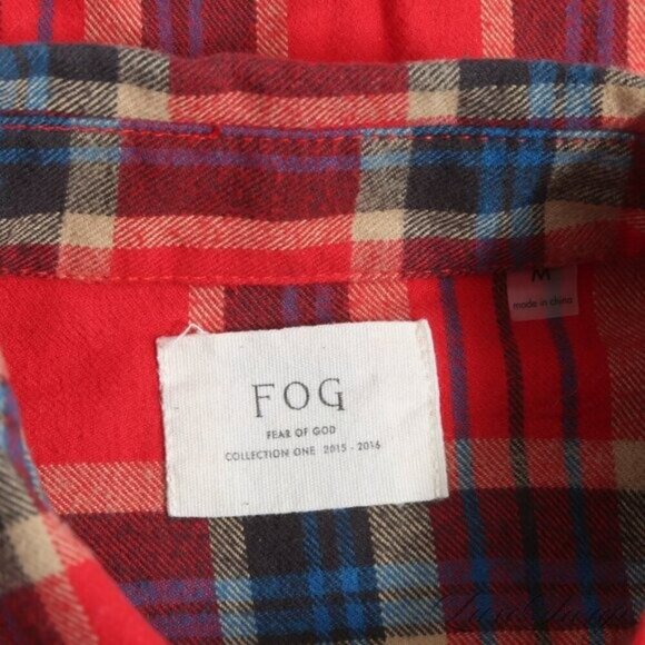 Fear of God FOG Medium Red Multi Tartan Plaid Flannel Button Down Shirt MSRP 260 - Picture 4 of 6